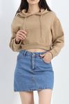 Şardonlu Oversize Crop Sweat Sütlükahve