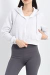 Kapşonlu Crop Sweat Gri